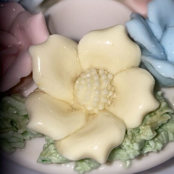 Vintage Norcrest Japan Porcelain Tapered Candle Holder Porcelain Pastel Flowers - Picture 11 of 13